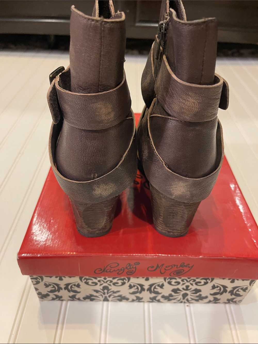 naughty monkey Brown Leather Buckle Ankle Boots - Picture 3 of 5